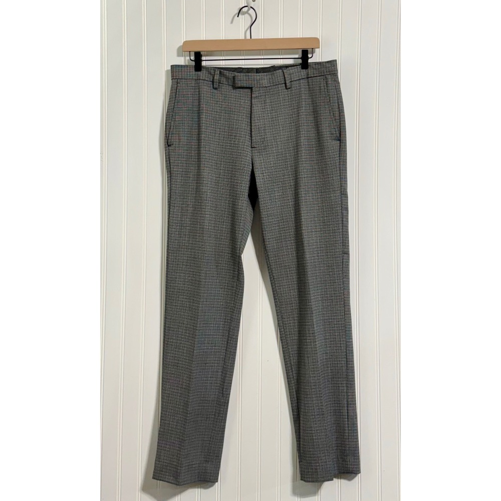 Banana‎ Republic Slim Fit Pants 33x32 Glen Plaid Grey Multi Dark Academia